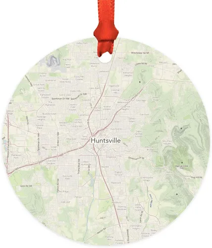 Vista 20 de Andaz Press Mapa de la ciudad de Estados Unidos redondo de madera natural MDF ornamento de Navidad, Akron, Ohio Vintage Mapa, 1 paquete, larga