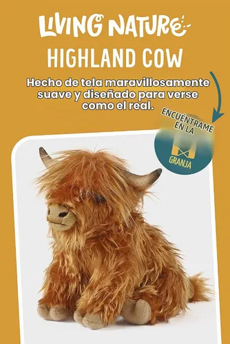 Vista 2 de Living Nature - Peluche suave, diseño de vaca de peluche, animales de granja, desconocido