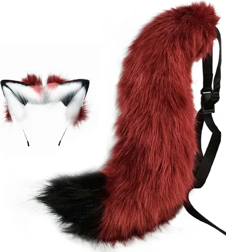 Vista 11 de Fxaelian Cosplay Animal Tail Fox Squirrel Cat Dog Wolf Tail and Ears Diadema Accesorio de disfraz