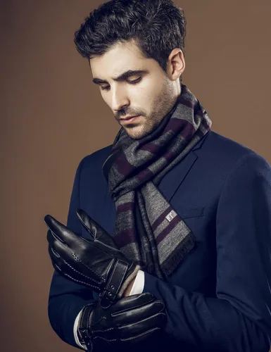Vista 7 de YISEVEN Guantes de piel de cordero con forro de cachemira de invierno para hombre