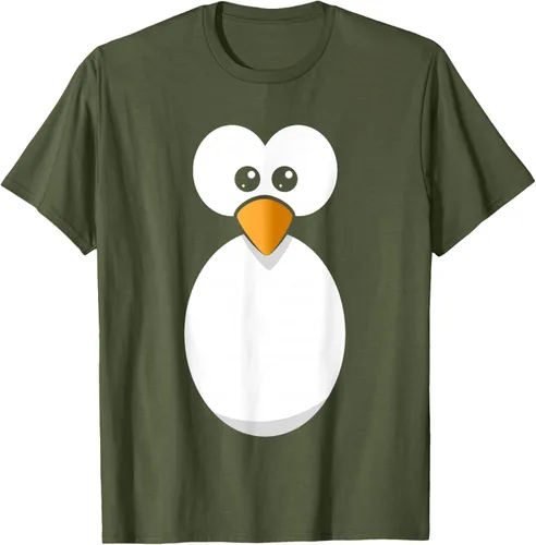 Vista 77 de Camiseta divertida con diseño de cara de pingüino o disfraz fácil, color negro, talla S