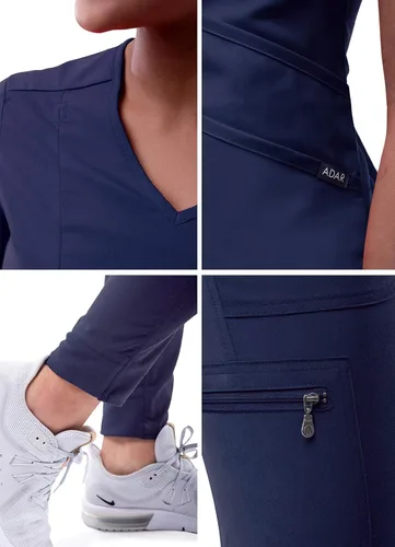 Vista 5 de Adar Pro - Conjunto médico moderno para mujer - Camiseta médica moderna con cuello en V y pantalón médico, pantalón de yoga