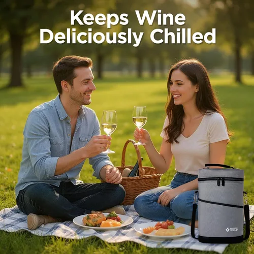 Vista 2 de Falcona Wild Bolsa enfriadora de vino más dos fundas para enfriar – Capacidad para 2 botellas – Mantiene las bebidas frías durante horas – Se adapta