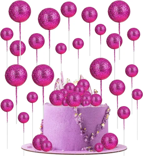 Vista 15 de 30 piezas de mini globo para decoración de tartas, bolas de espuma con purpurina, bolas de perlas de imitación, decoración para tartas, decoración