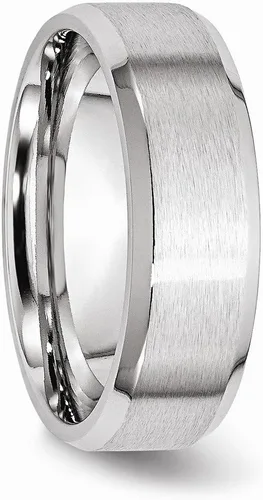 Vista 4 de Anillo de borde biselado de cobalto sólido de 0.276in liso clásico de boda cepillado acabado mate anillo de banda