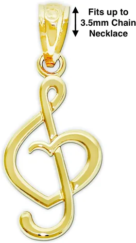 Vista 4 de Charm America - Colgante de corazón de oro en nota musical - Oro macizo de 14 quilates