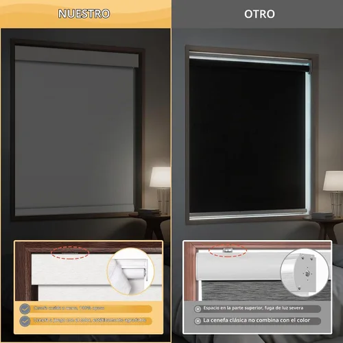 Vista 5 de Boolegon - Persianas enrollables opacas sin cordones para ventanas, color beige, tamaño personalizado Persianas de lino con cenefa, tela aislante