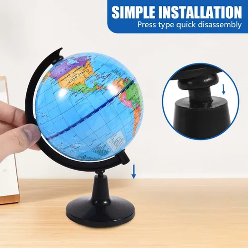 Vista 7 de KISEER Globo de mundo giratorio de 4 pulgadas con soporte para niños, aprendizaje de geografía, aula, educación u oficina, decoración del hogar