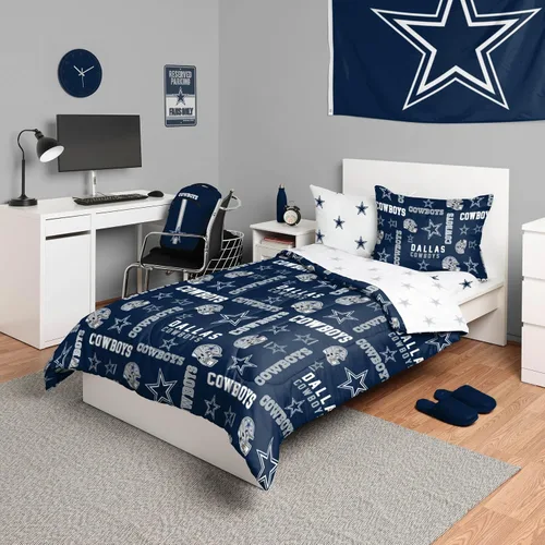 Vista 20 de FOCO Juego de ropa de cama unisex para adultos con logotipo del equipo de la NFL, sábanas y fundas de almohada, juego de ropa de cama de 5 piezas