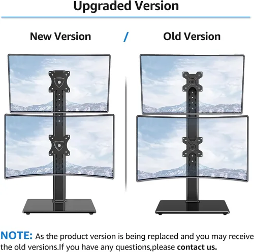Vista 8 de MOUNTUP Soporte Vertical para Monitor Dual, Apila Dos Pantallas de hasta 32 Pulgadas, 14.9 Kg, Soporte de Escritorio Independiente para Monitor