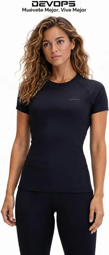 Vista 6 de DEVOPS - Paquete de 3 camisetas de compresión para mujer, de manga corta, con ajuste seco, para correr, atléticas, camisetas de entrenamiento