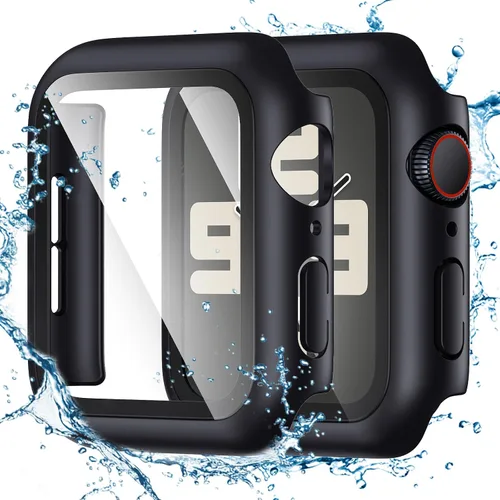 Vista 24 de Tensea - Funda protectora de pantalla para Apple Watch de 1.732 in SE 3/2nd/SE/Series 6/5/4 Waterproof iWatch Protective Face Cover -Tempered