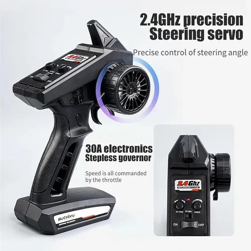 Vista 7 de SCY16103 1/16 RC Car 4X4 RC Truck 35 Km/h RC Cars 2.4GHz 4CH 4WD 390 Class Motor Camión de control remoto con 3 baterías recargables de 1500 mAh