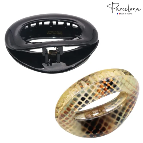 Vista 4 de Parcelona - Juego de 2 clips de celuloide de tubo plano francés pequeño de 2 1/2 pulgadas, agarre antideslizante, pinza para el cabello, accesorios