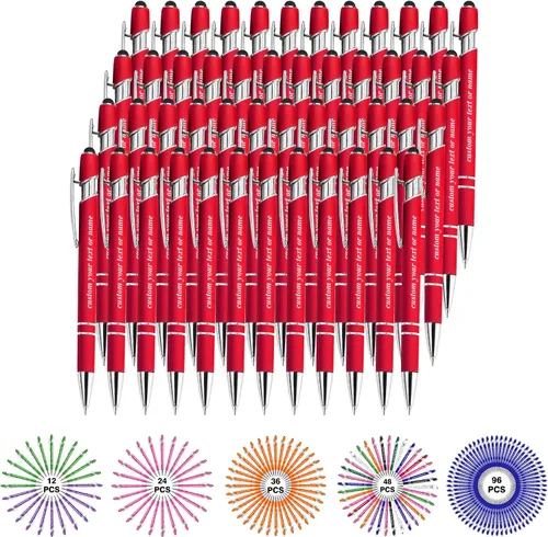 Vista 41 de Bolígrafos personalizados con nombre a granel, juego de bolígrafos personalizados, lápiz capacitivo grabado, logotipo, texto, regalo para negocios
