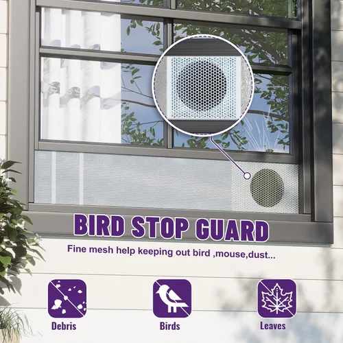 Vista 3 de Mxclimate Kit de ventana de aire acondicionado portátil, sello de ventana deslizante con protector de hojas, malla de ventilación de ventilación