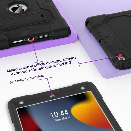 Vista 5 de ZoneFoker - Funda para iPad de 9.ª generación, funda para iPad de 8.ª y 7.ª generación, funda para iPad de 10.2 pulgadas 2021/2020/2019, funda Negro