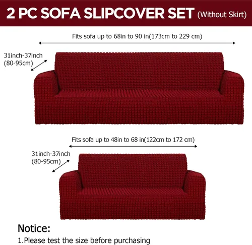 Vista 2 de Fanfanwin Juego de 2 Fundas para Silla y Sofá, Fundas para Sofá de 2 Plazas, Funda para Muebles, Funda Elástica para Sillón de Navidad, Lavable