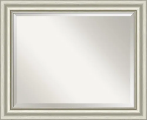 Vista 38 de Amanti Art - Espejo de baño plateado para sobre lavabo, espejo rectangular de níquel cepillado de 33x43, marco moderno extragrande, se cuelga
