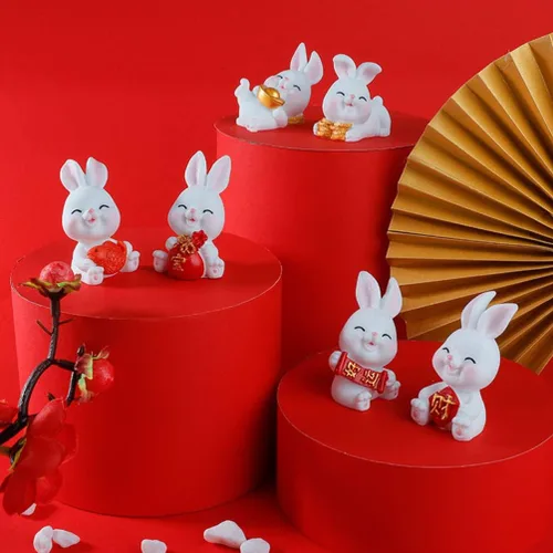 Vista 9 de Tofficu 12 figuras de conejo en miniatura 2023, figuras de animales del zodiaco, estatua del año 2023, decoración de Año Nuevo chino para casa