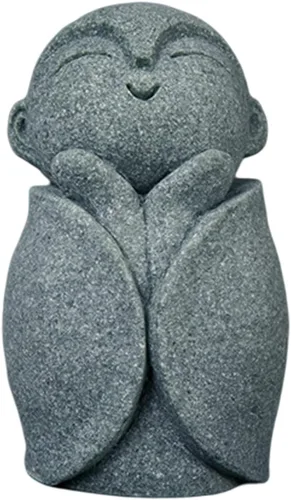 Vista 14 de livelyfish Estatua de monje rezante de Bosatsu de Bosatsu japonés de Buda Bosatsu Feng Shui, piedra arenisca feliz/sonriente en miniatura, adorno