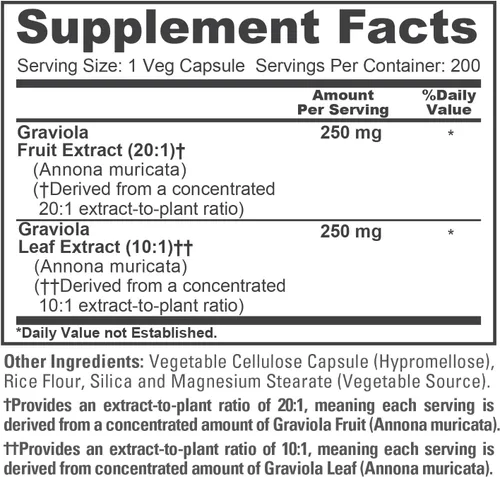 Vista 4 de Graviola, sin OMG, vegano, 500 mg, 200 cápsulas vegetarianas - 200