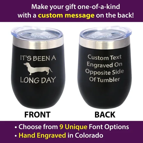 Vista 2 de Custom Been a Long Day - Vaso de vino personalizado con tapa deslizante - Taza aislada de acero inoxidable sin tallo, bonita taza divertida