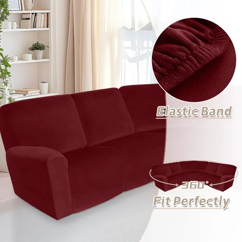 Vista 569 de Arfntevss Fundas de sofá seccional reclinable de terciopelo, Funda de sofá seccional de esquina para sofá reclinable, Funda elástica suave