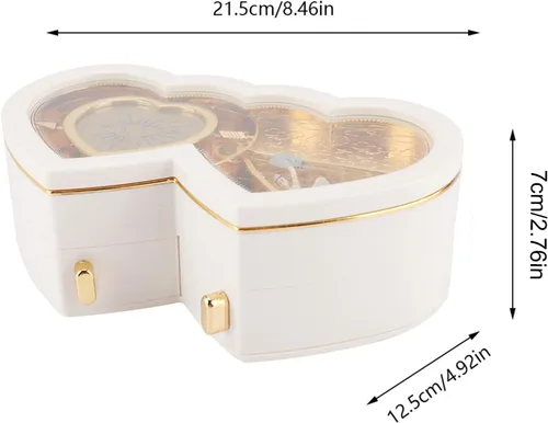Vista 2 de Caja de música de bailarina caja de joyería musical caja de joyería musical de bailarina de doble corazón caja de regalo de música con bola
