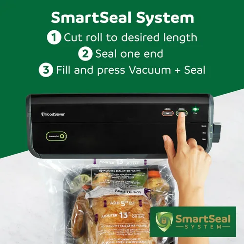 Vista 6 de FoodSaver Rollos selladores al vacío resistentes, paquete de 2 rollos XL de 11 pulgadas x 16 pies (32 pies en total), se expande a 14 pulgadas