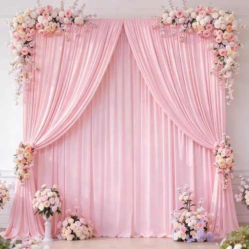 Vista 70 de Cortinas de fondo azul bebé de 8 x 10 pies para bodas, cortinas de fondo de poliéster sin arrugas, para baby shower, fiestas de cumpleaños