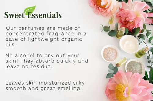 Vista 4 de Sweet Essentials SILK BLOSSOM – JM TYPE, Fragancia – Aceite de perfume, hecho con aceites orgánicos, 2 onzas, spray sobre perfume para cabello