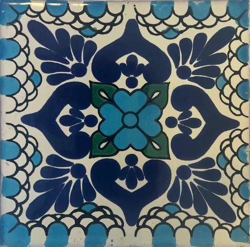 Vista 2 de Cerámica Talavera Azulejo Mexicano 4x4", 9 Piezas (NO Pegatinas) A1 Calidad de Exportación! EX-104B