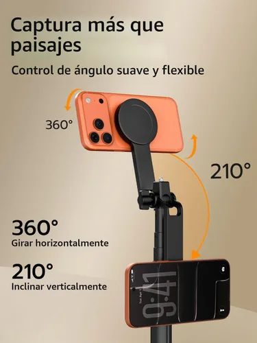Vista 6 de USKEYVISION Trípode magnético de 69" para iPhone con luz magnética (MPT-04)