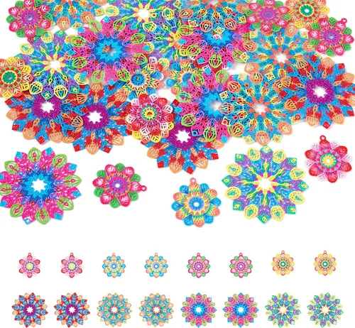 Vista 15 de FASHEWELRY 50 piezas de conectores de filigrana de mariposa de acero inoxidable, adornos de metal grabados con arco iris para fabricación de joyas