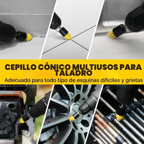 Vista 5 de Holikme Juego de 10 piezas de accesorios de cepillo de taladro, cepillo de limpieza con extensión larga, cepillo de limpieza, estropajo de ducha