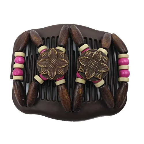 Vista 4 de LOVEF Peine de madera profesional para mujer, cuentas mágicas elásticas, clip de cuerda de cuerda de doble elástico, accesorios para peines-6 piezas