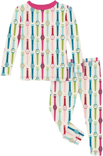 Vista 21 de KicKee Pants Conjunto de pijama de manga larga con estampado de piezas