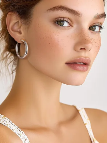 Vista 2 de Aretes de aro gruesos de acero inoxidable para mujer, minimalistas y elegantes, chapados en negrooro, aretes redondos hipoalergénicos, tamaño 1.181
