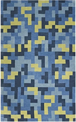Vista 3 de Modway Andela - Alfombra de mosaico entrelazada de 8 x 10 pies, color azul multicolor y verde oliva claro