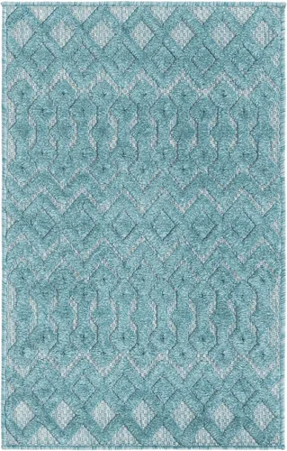 Vista 3 de Unique Loom Alfombra de área de la colección texturizada Trellis para exteriores, color osage, 2 x 3 pies, rectangular, color aguamarina