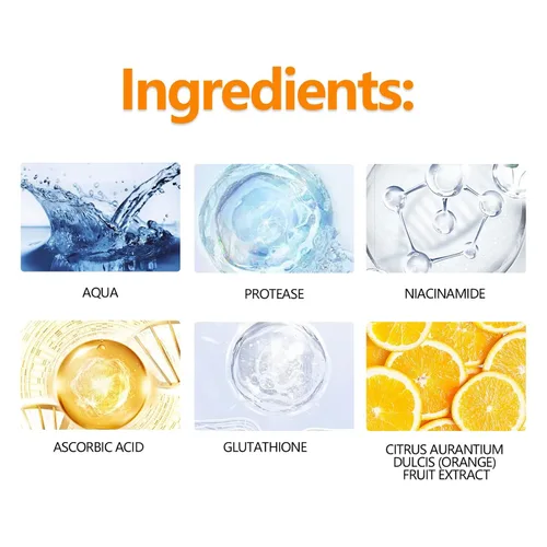 Vista 8 de Orange Enzymes - Gel exfoliante facial de proteasa y niacinamida, gel limpiador exfoliante suave para limpieza profunda de poros y piel suave