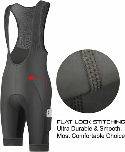 Vista 5 de Men's Cycling Bib Shorts with 4D MaxCool Pad, Ergonomic Cut Negro