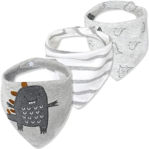 Vista 3 de Babero para bebé, bandana para niños pequeños, paquete de 3 baberos de alimentación de algodón súper absorbentes