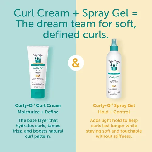 Vista 6 de Fairy Tales Curly Q Kids Curl Cream – Crema para rizos ligeros para niños con cabello rizado y ondulado - Libre de parabenos, sulfatos, gluten