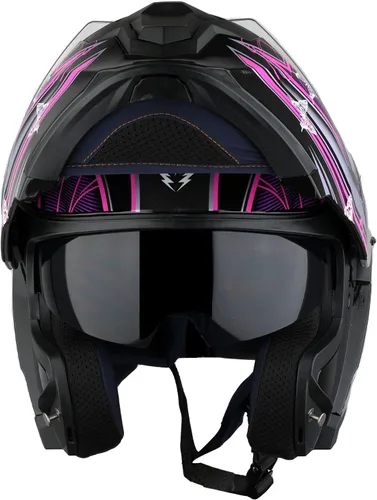 Vista 5 de 1Storm Casco modular de motocicleta para calle con doble visera abatible, protección solar de cara completa HJK920