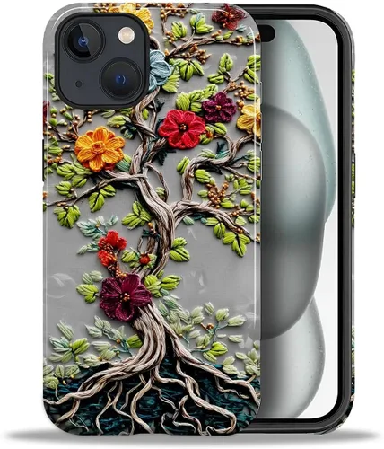 Vista 55 de ZHEGAILIAN Funda para iPhone 11, carcasa dura a prueba de golpes + silicona suave 2 en 1 híbrida, parachoques a prueba de caídas - Vidrio manchado