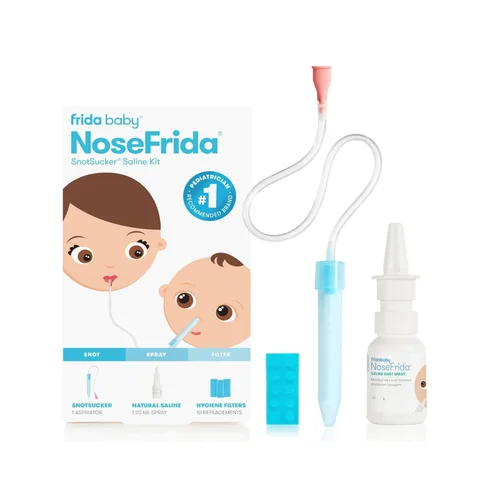 Vista 7 de Frida Baby NoseFrida SnotSucker para bebé, aspirador nasal para bebé, succionador de nariz aspirador nasal para bebé y 4 filtros de higiene
