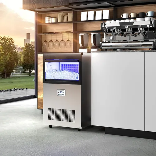 Vista 8 de YITAHOME Máquina para hacer hielo de 100 libras, máquina de hielo comercial bajo encimera, certificado ETL y DOE, grandes máquinas de hielo