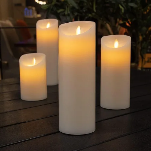 Vista 3 de Fire Tek - Vela de pilar sin llama de 3 x 8.7 pulgadas, 1 vela LED programable, llama bailarina, para el hogar, bodas y fiestas, vela blanca